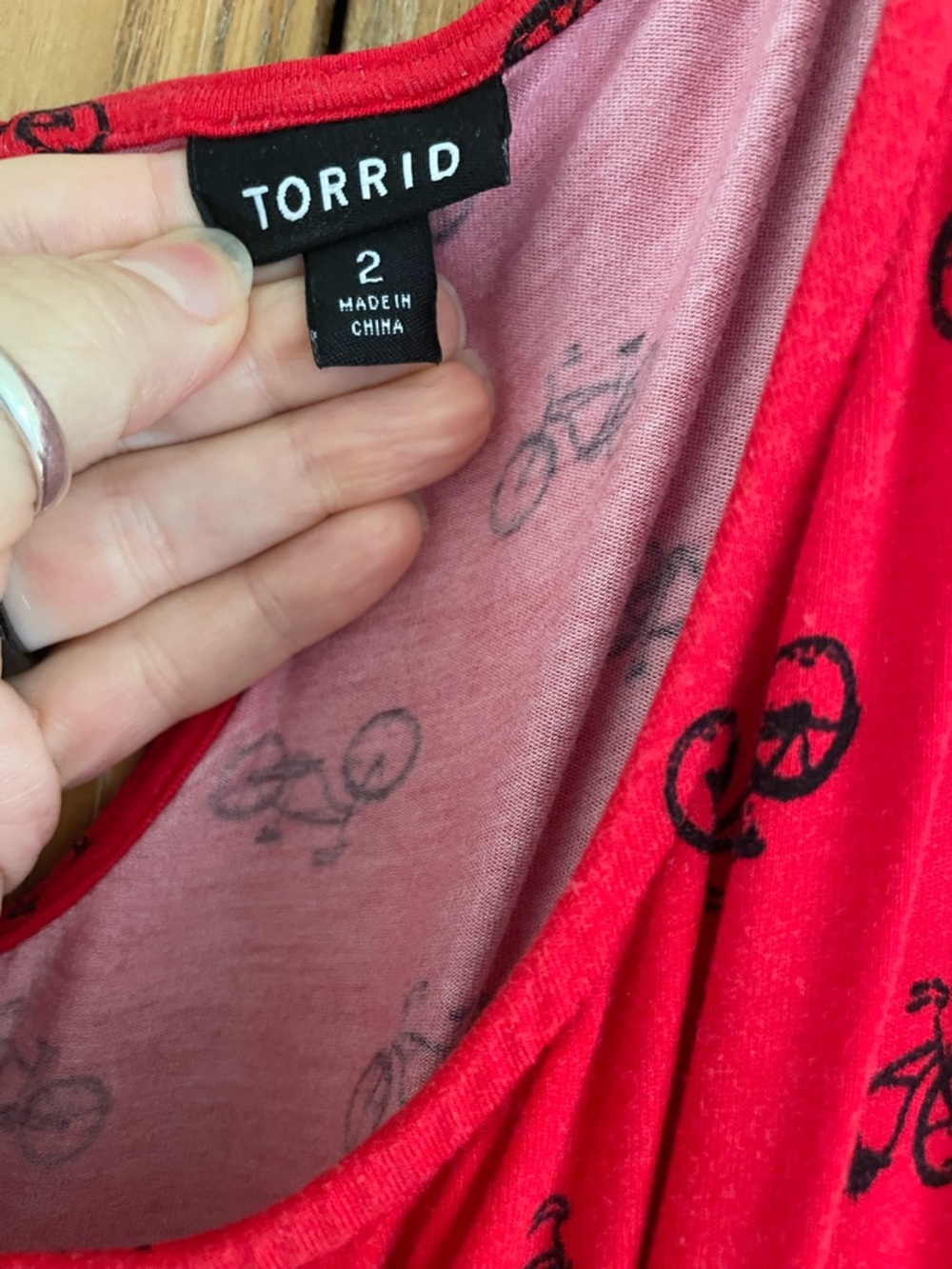 torrid Red Tank Dress with Black Bicycle Print - Picture 2 of 3